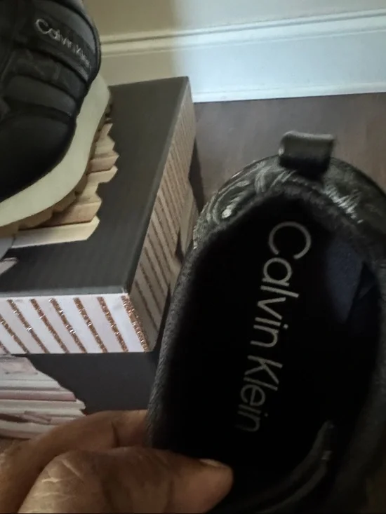 Calvin Klein Black and White Women’s Logo Lace-Up Sneakers - Picture 6 of 8